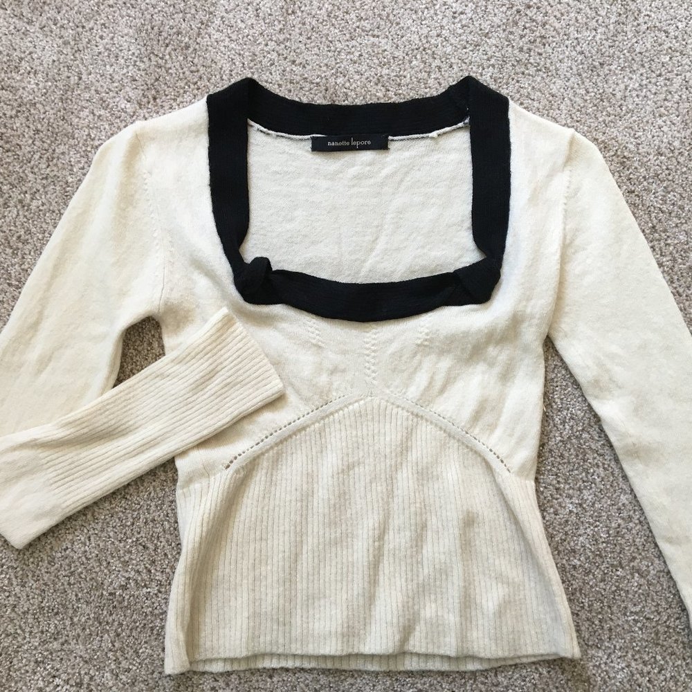 Nanette Lepore fitted, low collar sweater